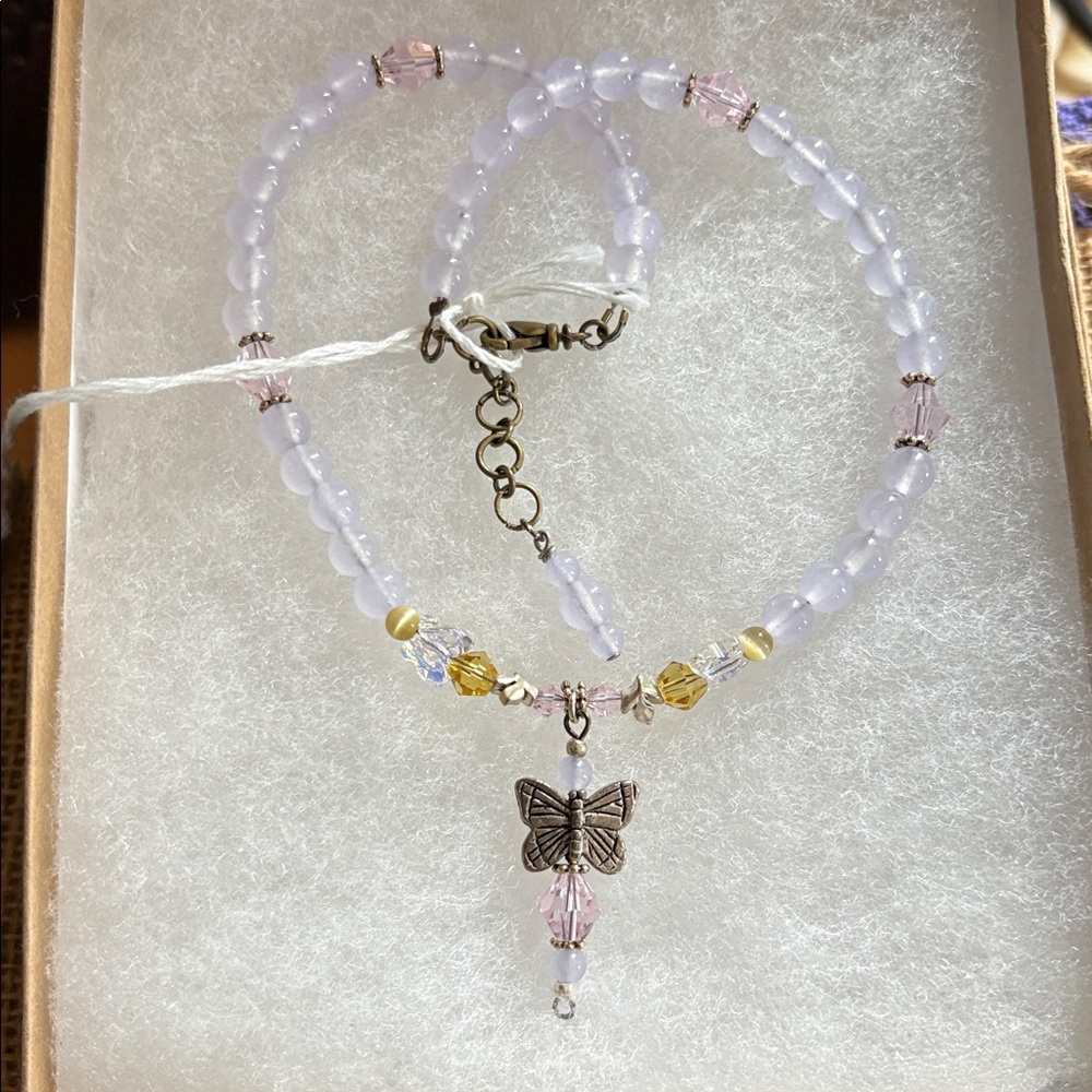 Charming Butterfly Pendant Necklace with Beads